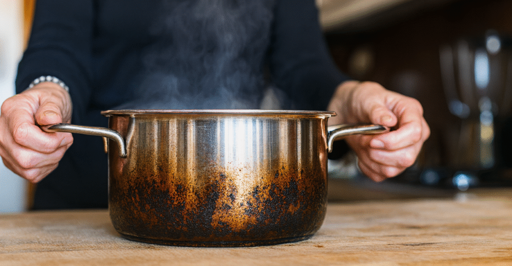 como limpar panela de inox queimada