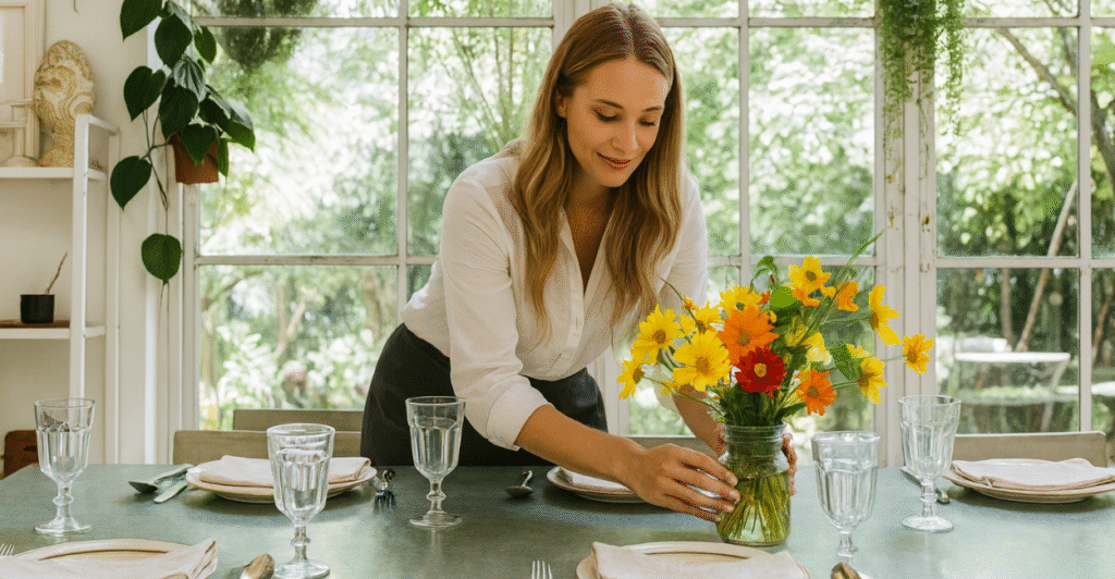 Como montar uma mesa posta floral